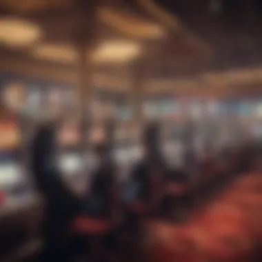 A bustling gaming floor filled with various slot machines and players engaged in games