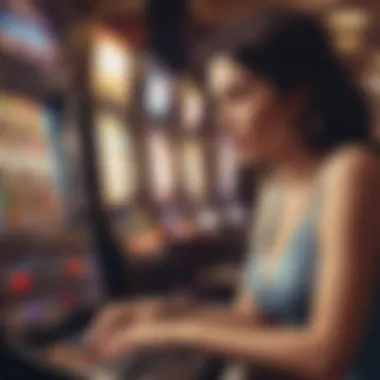 An engaging scene of players enjoying online slot games responsibly