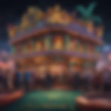 Colorful Mardi Gras casino decorations