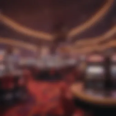 Vibrant Gaming Area of New World Casino Interior gaming area filled with vibrant slot machines and gaming tables