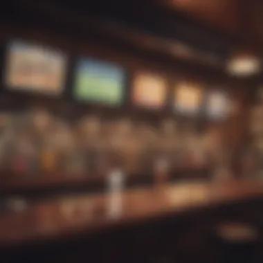 A well-stocked bar featuring a variety of drinks available at Tap Sports Bar.