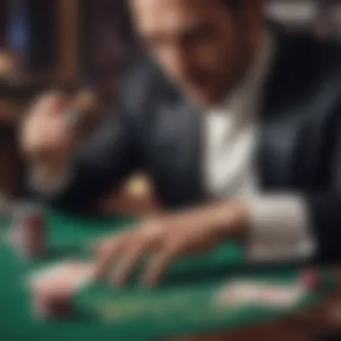 Strategic Decision Making in Blackjack A close-up of a player making a strategic decision