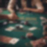 A captivating scene of a poker table with cards and chips