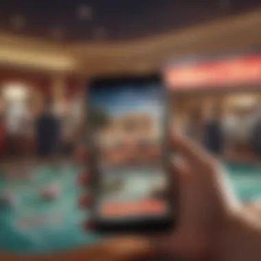 A traveler utilizing a mobile app for Caesars Rewards Air bookings.