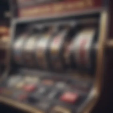 Close-up view of a slot machine displaying symbols and payouts