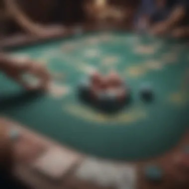 A luxurious poker table with chips and cards laid out